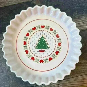 Vintage 1984 Christmas Pie Quiche Tarte Plate